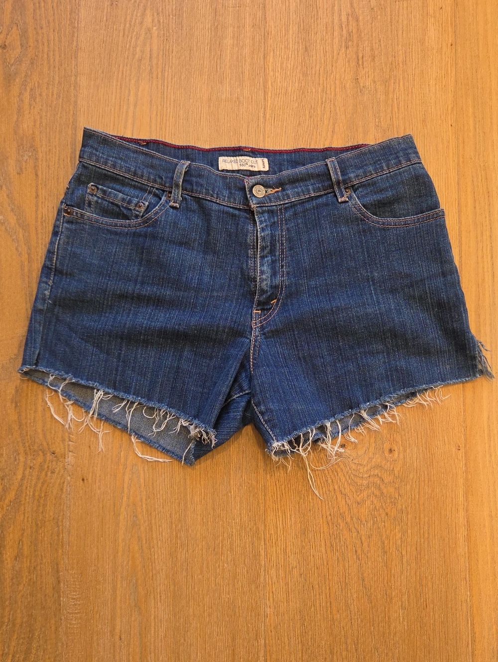 Levi's Dark Blue Frayed Hem Denim Cutoff Shorts